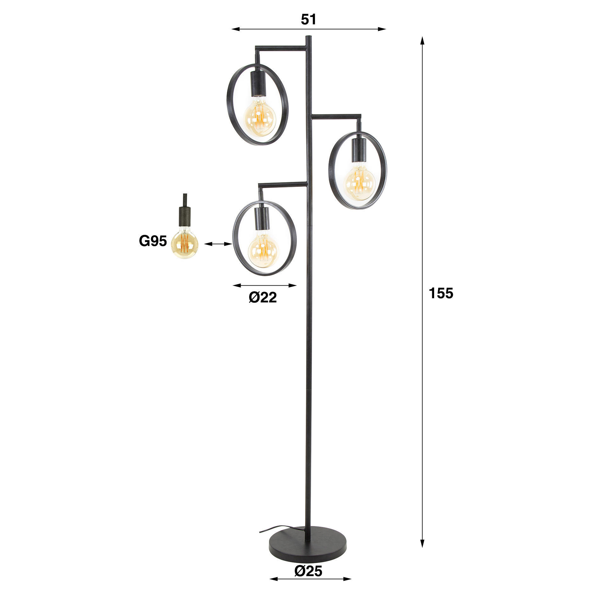 Vloerlamp 3L ring